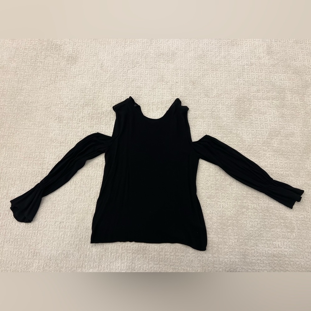 Michael Lauren Black Long Sleeve Cold Shoulder Blouse Top Shirt